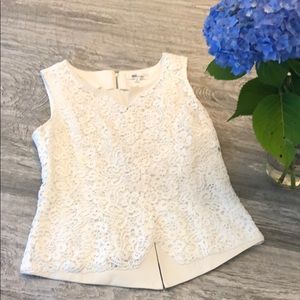 White lace and leather peplum My Tribe Size M